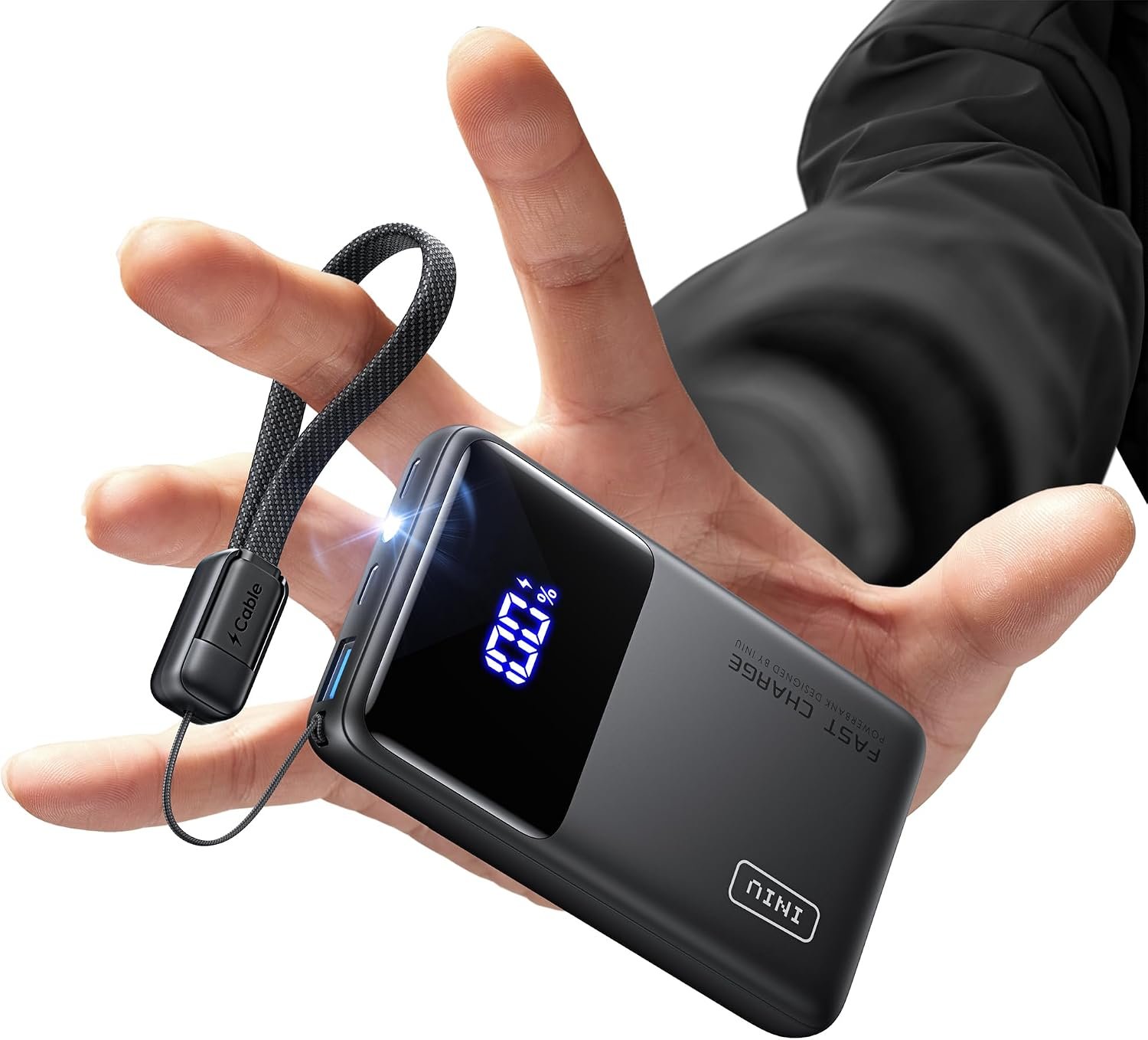 Travel power bank with USB-C stand